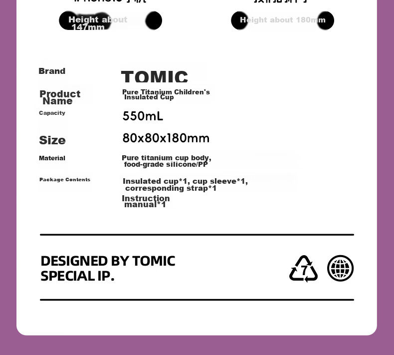 TOMIC Pure Titanium Insulated Cup, Antibacterial Student Mug, Outdoor Children's Cup, Kindergarten School Cup with Straw, Gift for Girls on National Day 44