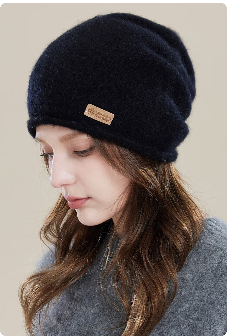 JIUMU Pure Cashmere Warm Knitted Beanie Hat, Cold-Proof Cap for Autumn And Winter, Slouchy Hat, Outdoor Winter Cap, Cold-Resistant Hat for Wome 21