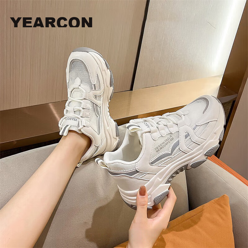 Yierkang Women's Shoes, Autumn Mesh Breathable Dad Shoes, Thick-Soled Height-Increasing Casual Sneakers, Lightweight Versatile Running Shoes for Wome