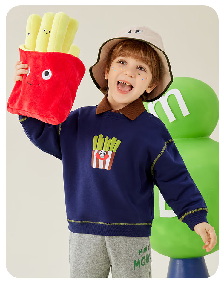 MQDMINI Boys' Sweatshirt, Children's Round Neck Top, Stylish And Trendy Clothing for Young Kids, French Toast Bluebell 11