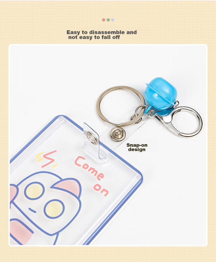 TIANSE Acrylic Card Holder, Transparent Ins Style Cute ID Holder, Student Campus Card, Bus Pass Card Protector, Keychain, TS-2109 White 8