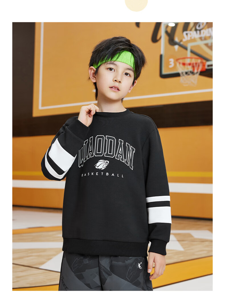 Jordan Boys' Crew Neck Sweatshirt Kids Pullover Long Sleeve Shirt Big Kids Long T-Shirt Black 130CM 6