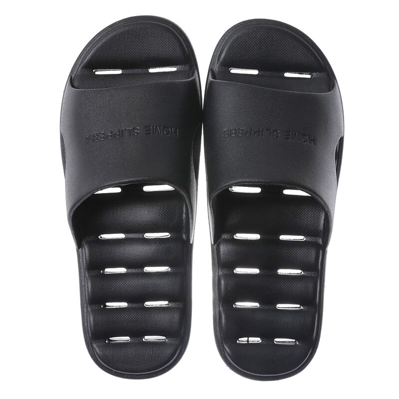 GUOLUOFEI Bathroom Slippers for Women And Men, Summer Shower Non-Slip Hollow Water-Draining Indoor Home Sandals, Black, Size 40-42