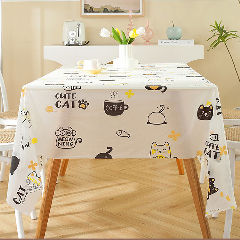 Jingxun Disposable Tablecloth, Thickened, Fresh Printed Design, Waterproof Table Cover for Home Use, Square Shape, 10 Pieces, 1.6m*1.6m Each