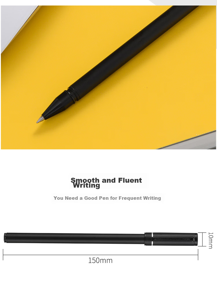 HERO Gel Pen A206 Black Metal 0.5mm Student Stationery Gel Pen, Signature Pen, Ink Pen Three-Pack 6