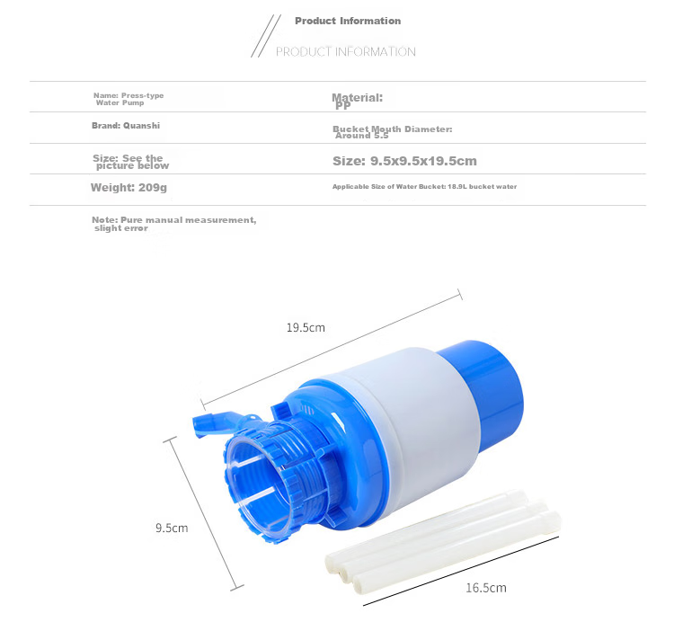 Quanshi Manual Push-Type Water Pump for Drinking Pure Water, Household Bottled Water Pressure Pump, Water Dispenser, Water Pump, Water Suction Device 3