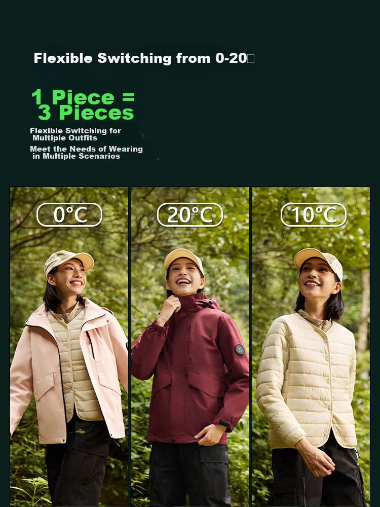 Xiongmaoxiangban Women's Three-In Detachable Wool Inner Layer Jacket for Spring, Autumn And Winter, New Style Petite Black Windproof Coat 5