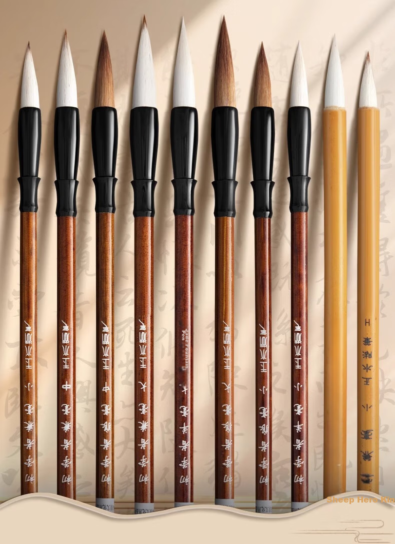 Yushuihu Calligraphy Brush Set for Beginners, Elementary School Students, Chinese Painting, Medium-Sized Wolf Hair, Medium-Sized White Cloud, Medium-Sized Regular Script, Large Regular Script, Children's Practice Calligraphy Brushes for Painting And Water Writing, Beginner's Practice Kit 2