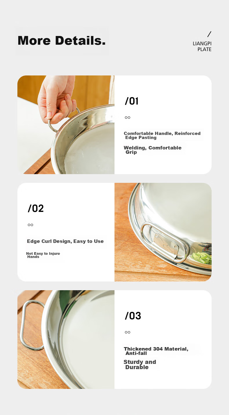 Guangyi 304 Stainless Steel Liangpi Plate And Liangpi Gong, Steaming Tool for Liangpi And Rice Noodle Rolls, 26cm GY7632 17