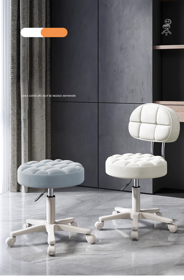 Huakaizhixing Stool Bar Chair Home Adjustable Height Swivel Chair Rotating Beauty Salon Stool Front Desk Rolling Stool Round Stool BY651 Gray 5