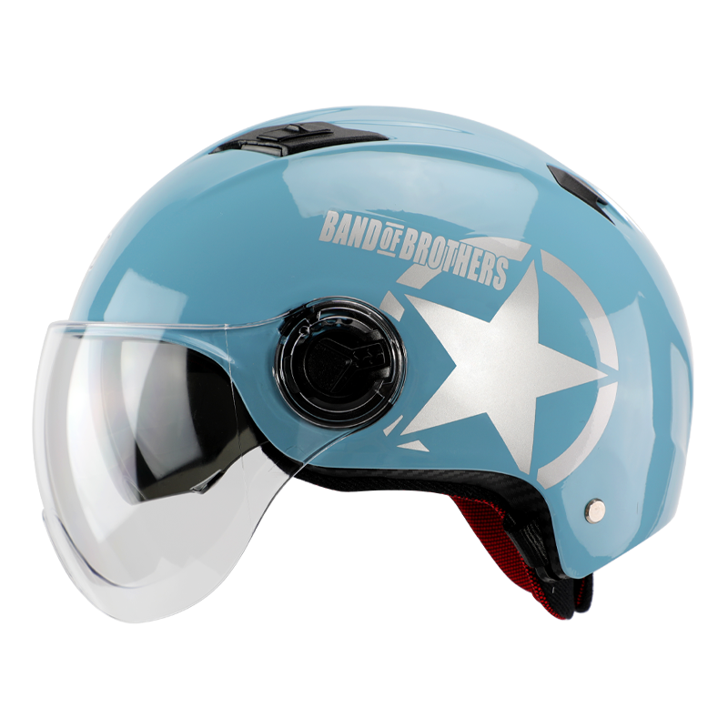 BIGBRO X333 Autumn Blue New National Standard 3C Dual-Lens Electric Motorcycle Safety Helmet Riding Helmet for Men And Women Sun Protection Electric Scooter Summer Half Helmet