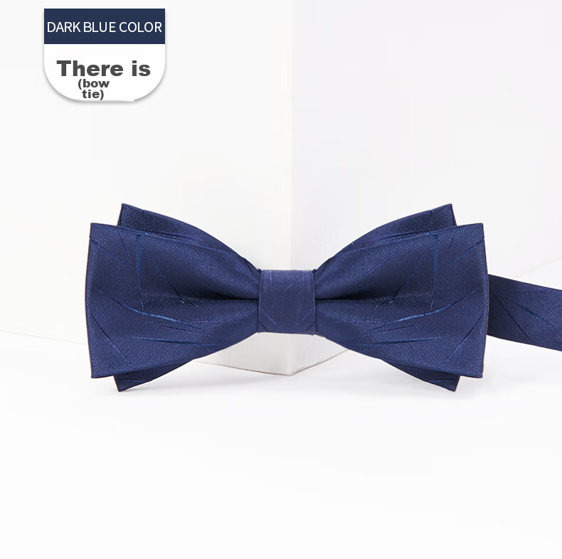 GLO-STORY Bow Tie for Men, Groom Wedding Formal Wear, Business Butterfly Tie for Groomsmen, Gift Box Set, Navy Blue Plaid Patter 6