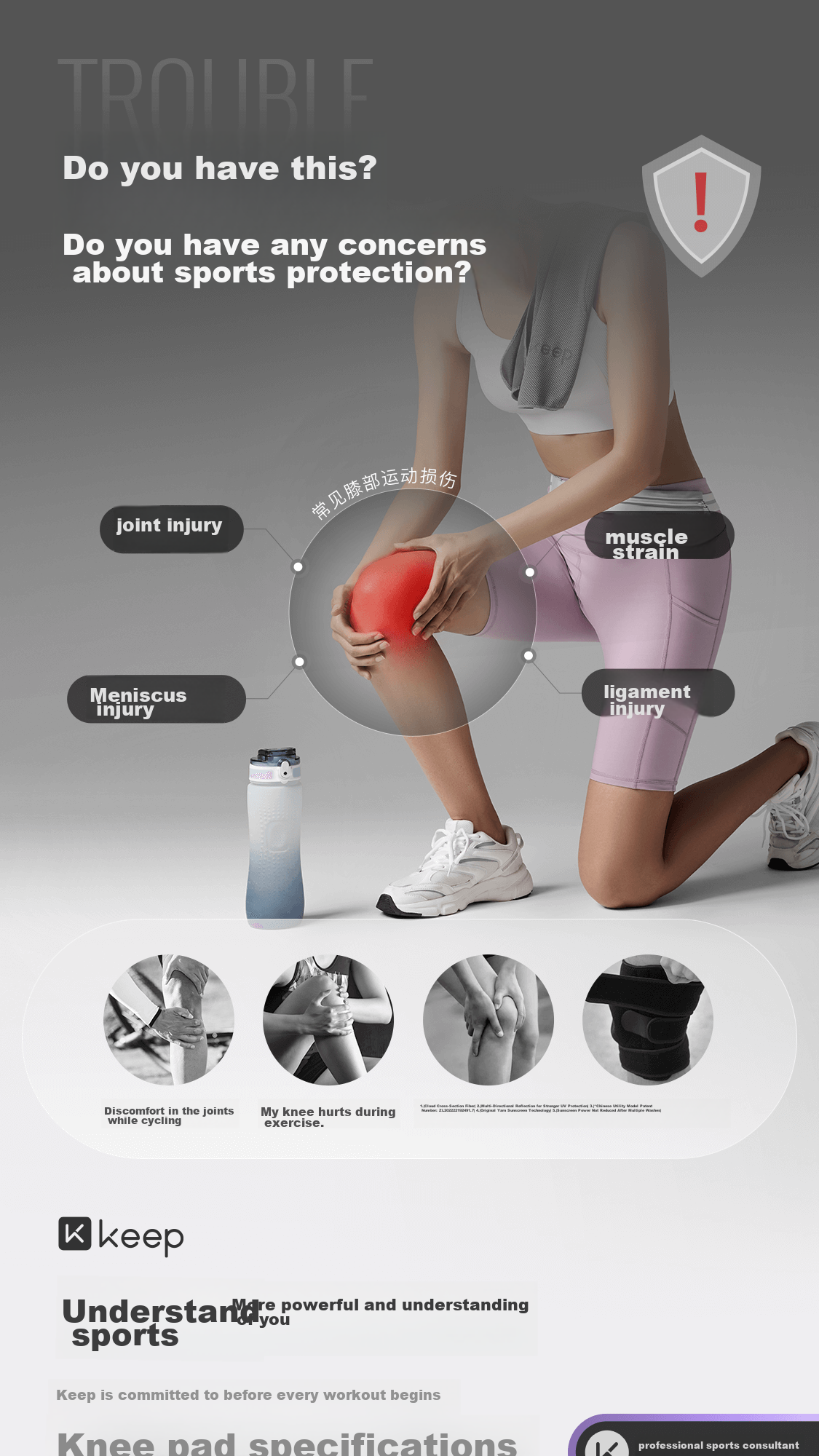 Keep Knee Brace for Sports, Meniscus Support, Running, Basketball, Badminton, Unisex Knee Protection Gear K-rox 1