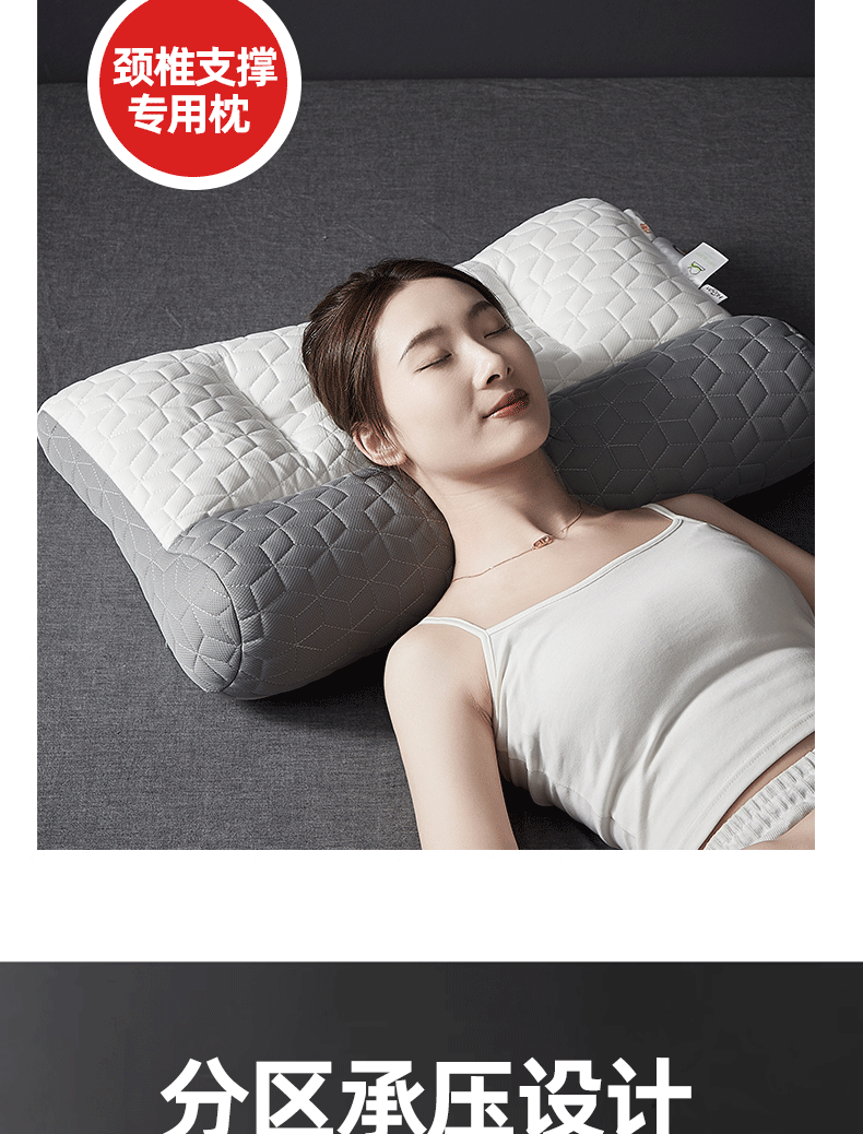 Huadn Cervical Pillow Neck Support Pillow for Cervical Spondylosis Deep Sleep Special Pillow for Students and Adults Summer Single Pillow Core 8