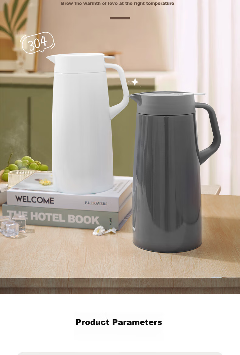 TIGER Insulated Bottle, 304 Stainless Steel Stylish Hot/cold Thermos PWO-A20C Dark Gray 2L 12