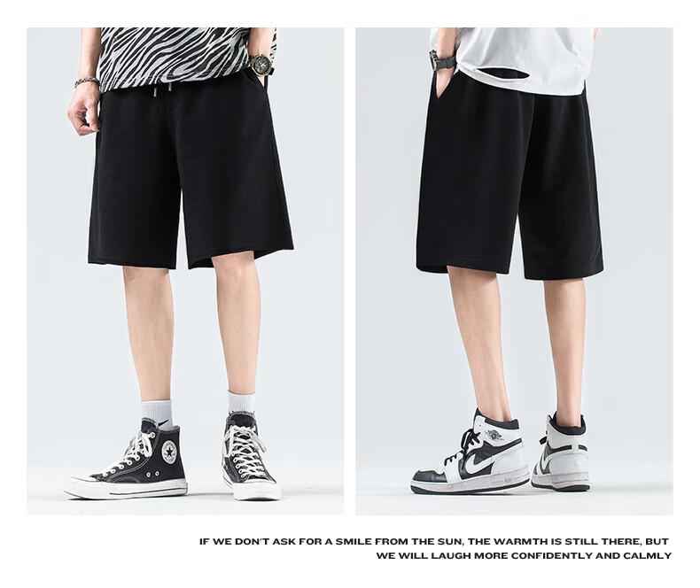 Baleno Men's Summer Heavyweight Cotton Casual Versatile Loose Fit Breathable Sports Mid-Length Shorts 5