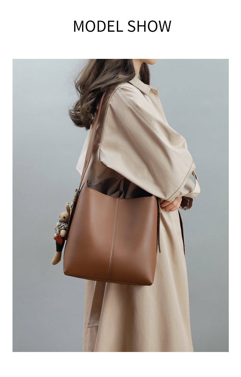 Viney Leather Handbag, Large Capacity Bucket Bag for Women, Light Luxury Shoulder Crossbody Bag, Practical Birthday And Mother's Day Gift for Mom 9