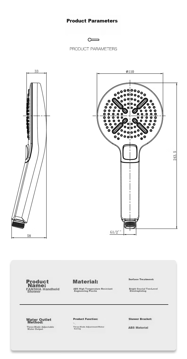 FAENZA Shower Pressure Boosting Handheld Shower Head Set with Two Showerheads And Button Control FE48H201WP-1 13