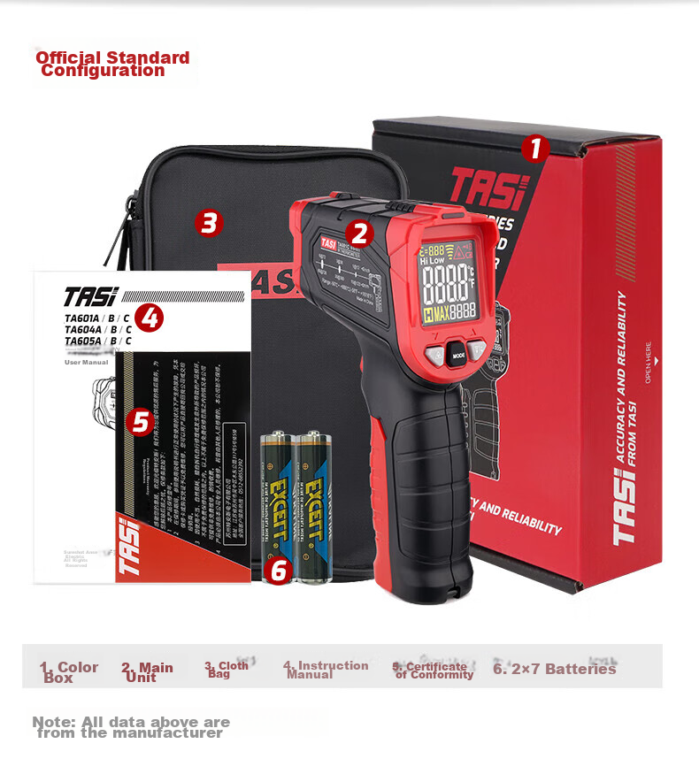 Teans High-Temperature Thermometer Industrial High-Precision Infrared Thermometer Smelting Casting Oil Temperature Gun TA603A 12