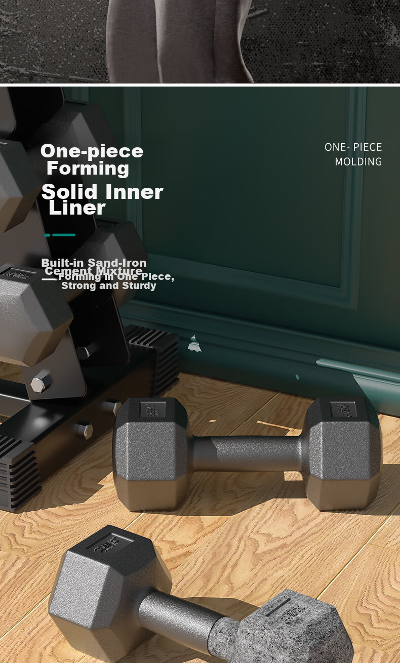 AiMeiShi Eco-Friendly Rubber-Coated Hexagonal Dumbbells for Men And Women, Home Fitness Equipment, Two Pieces, 5kg Each 4