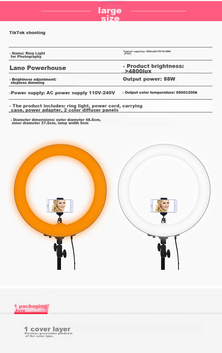 Hakutatz 55cm Live Streaming Fill Light, Beauty Enhancing, Skin Softening, Face Slimming LED Ring Light, TikTok Influencer Photography Lighting Equipment, Floor-Standing, Professional Photography Use 17