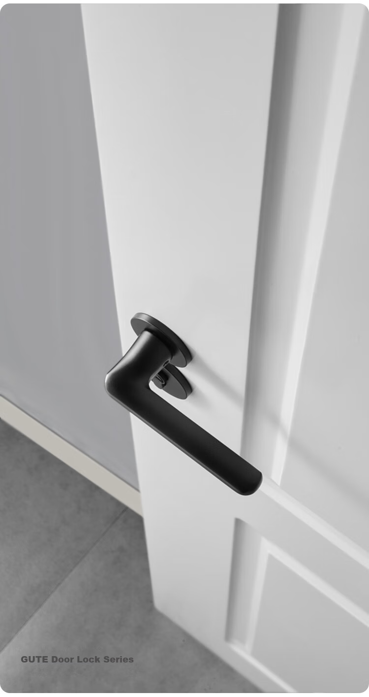 GUTE Door Lock, Interior Room Door Lock, Bedroom Door Lock, Bathroom Solid Wood Door Handle, Quiet Noise Reduction Door Lock Hardware, Matte Black Color 11