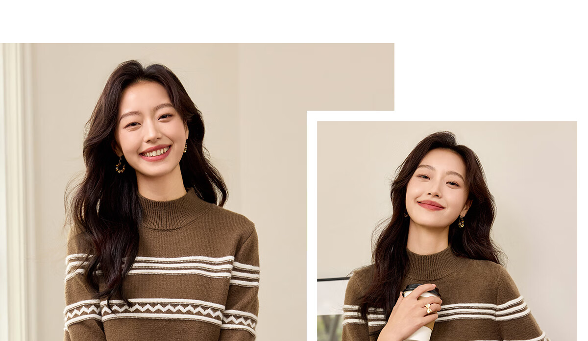 PinCai Women's Classic Striped Colorblock Sweater Early Spring Crew Neck Knitwear P144Z9024 37