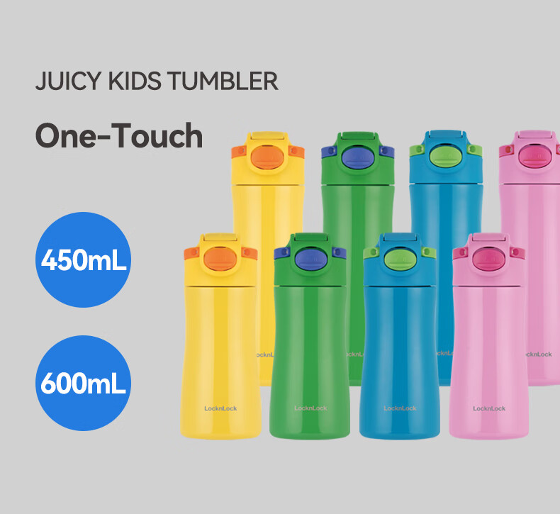 LOCK&LOCK Children's Insulated Cup, 316L Stainless Steel, Baby Straw Water Bottle, Student Large Capacity Water Jug, 600ML, Pink 2