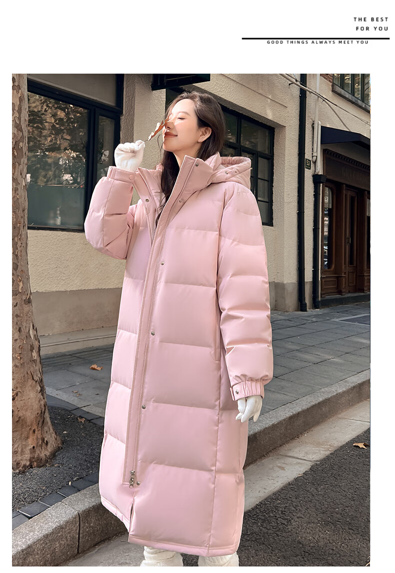 Yalu Solid Color Long down Coat for Women, Winter 2026 New Style, Loose-Fitting Over-Knee Thickened Warm Couple's Mid-Length Coat for Outdoor Activities 14
