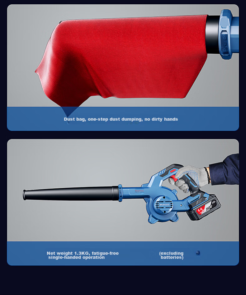 Dongcheng Blower, Lithium Battery Brushless DCQF32D, 20V 4.0Ah Single Battery High-Power Leaf Blower, Dust Blower 13