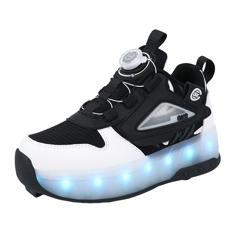 BKG Sneakers for Boys And Girls, Detachable Children's Sports Skateboard Shoes ZYQ24311-B10 Black And White Size 33