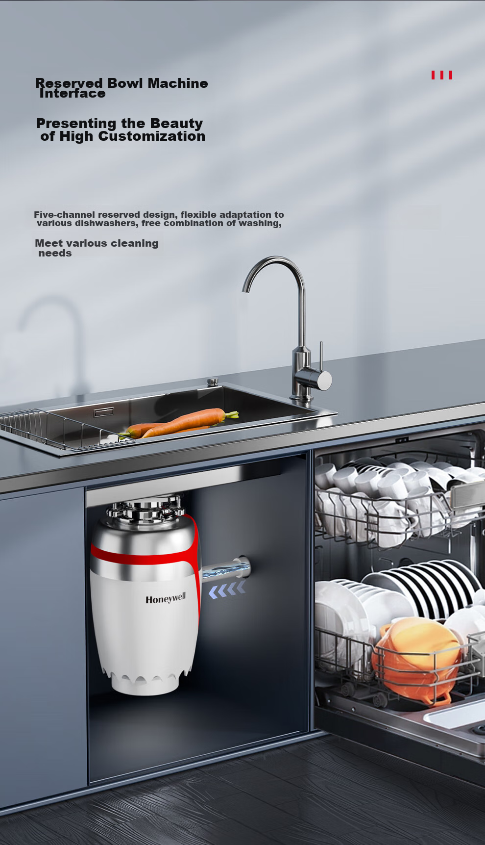 Honeywell New National Standard Dual A-Grade Kitchen Waste Intelligent Garbage Disposal, 800W Fully Automatic Inlet X6PRO 21