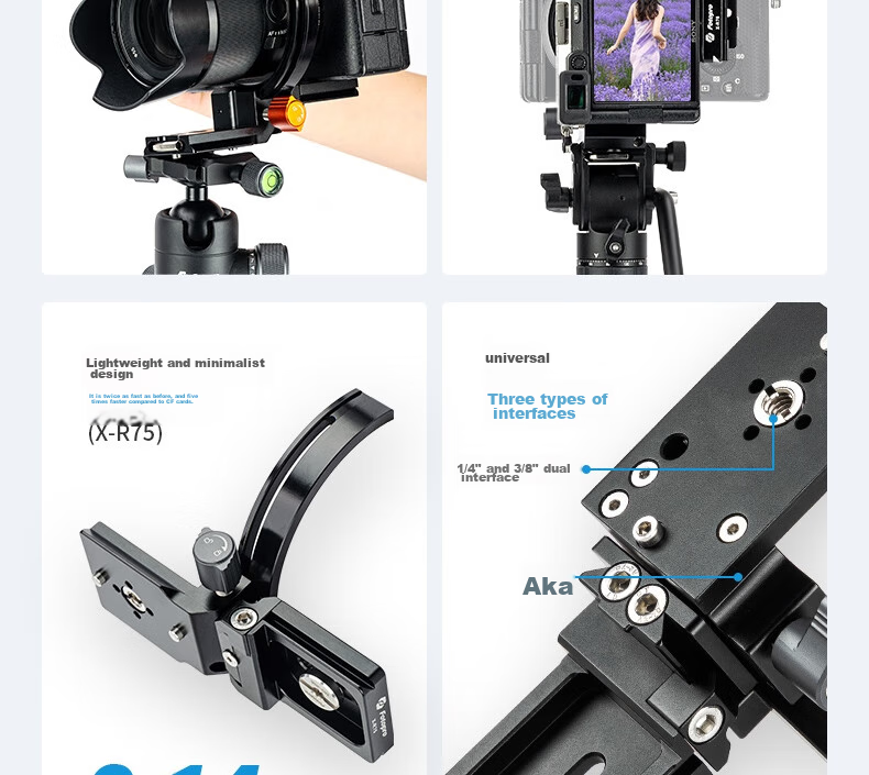 Fotopro X-R95 Universal Swivel Hot Shoe 3/8 to 1/4 Adapter for Digital Camera Horizontal And Vertical Shooting Quick Switch Lens Ring 4