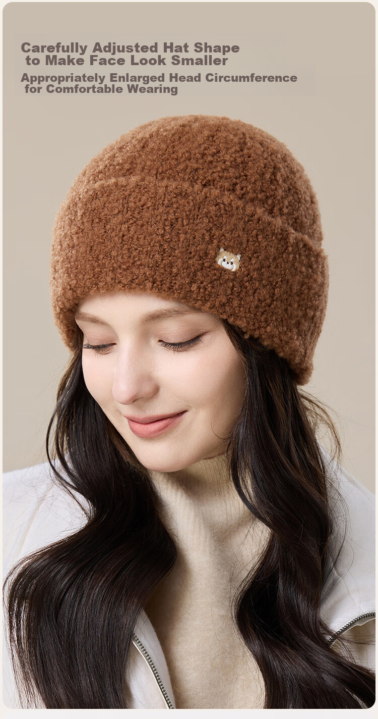 JIUMU Wool Warm Knit Hat, Autumn And Winter Knitted Cap, Cold Hat, Winter Hat, Outdoor Ear Protection Cold Hat for Women in Winter 7