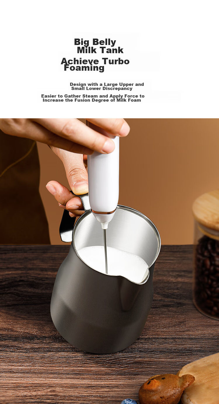 JD Original Pointed Mouth Slanted Spout Latte Art Cup, 304 Stainless Steel Thickened Milk Frother, Decorative Coffee Pot, 600ml Latte Art Pitcher, Silver Color 7