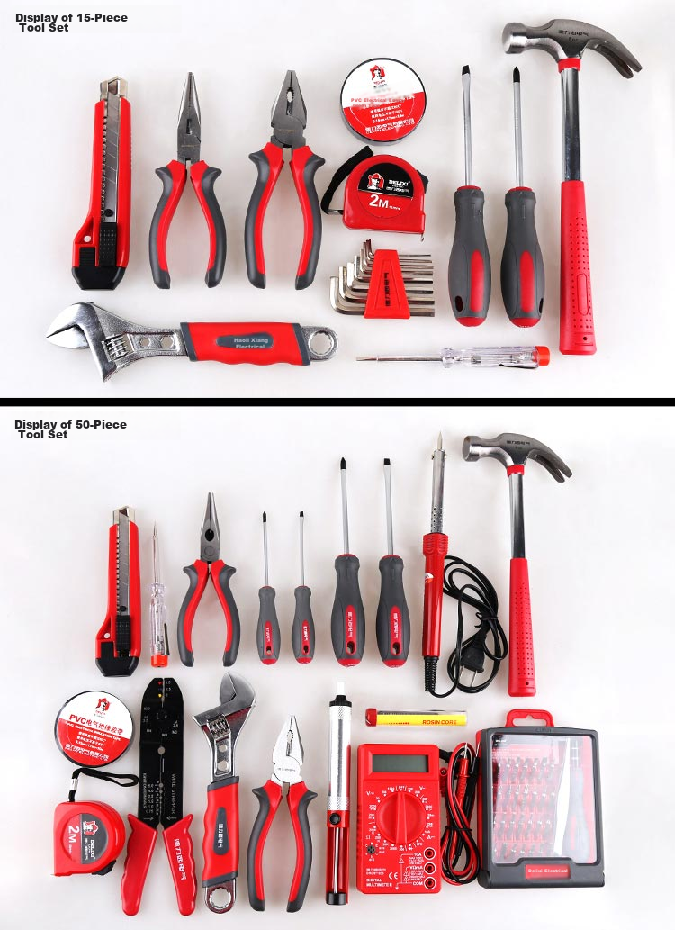 DELIXI ELECTRIC Household Multi-Functional Hardware Tool Set, Electrician And Carpenter Repair Hand Tool Kit, 33-Piece Set 21