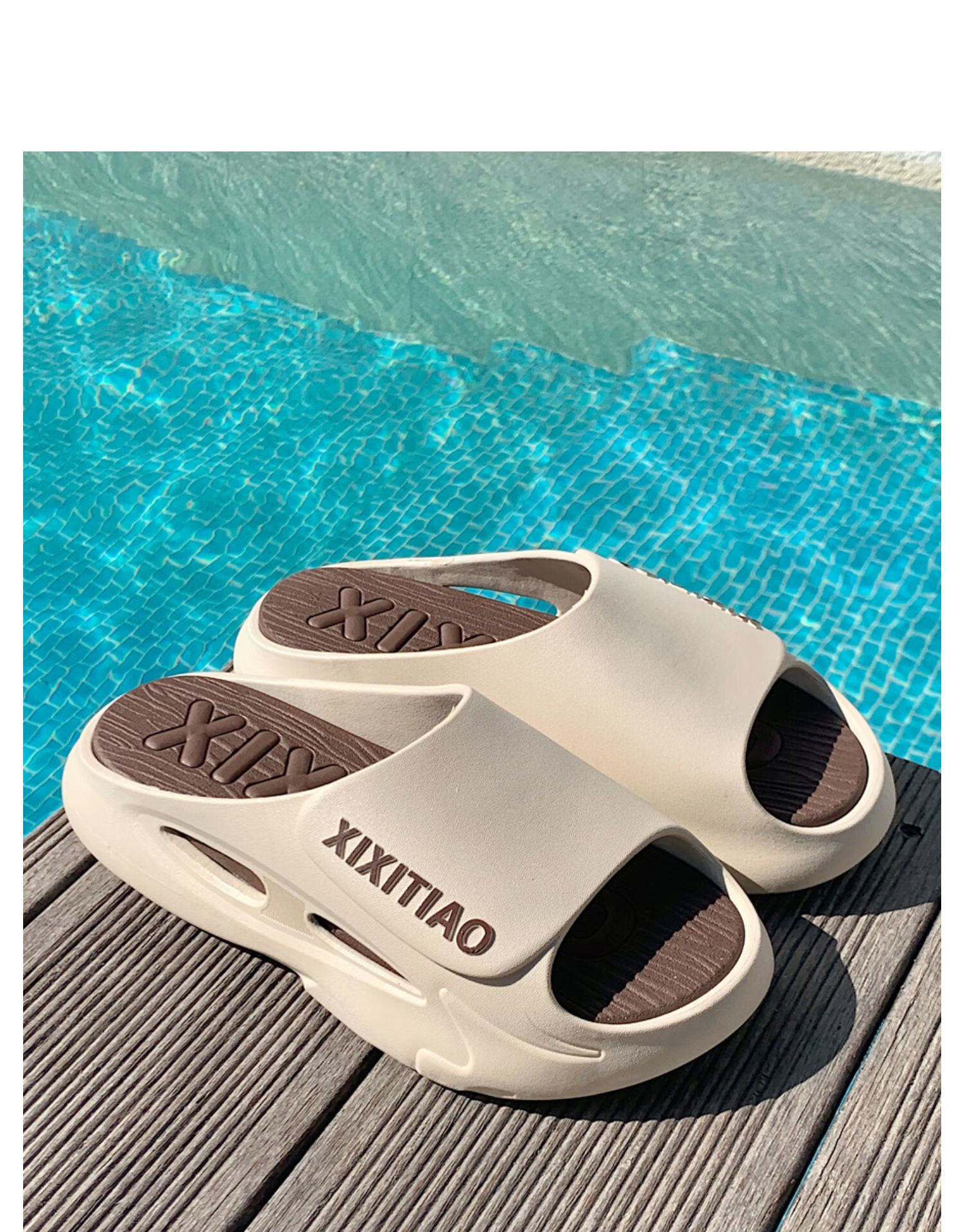 XIXITIAO Summer Trendy Fashion Slippers for Women And Men, Indoor Outdoor Wear, Sports Non-Slip Soft Sole Sandals, Lake Blue, Size 44-45 8