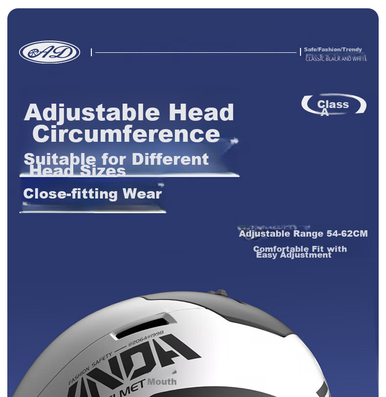 AD New National Standard Class A Electric Bicycle Helmet, 3C Certified, Unisex Summer Sun Protection, Electric Scooter Safety Helmet, Men's All-Season Universal Half Helmet, Motorcycle Helmet, 889 Classic Black And White 14