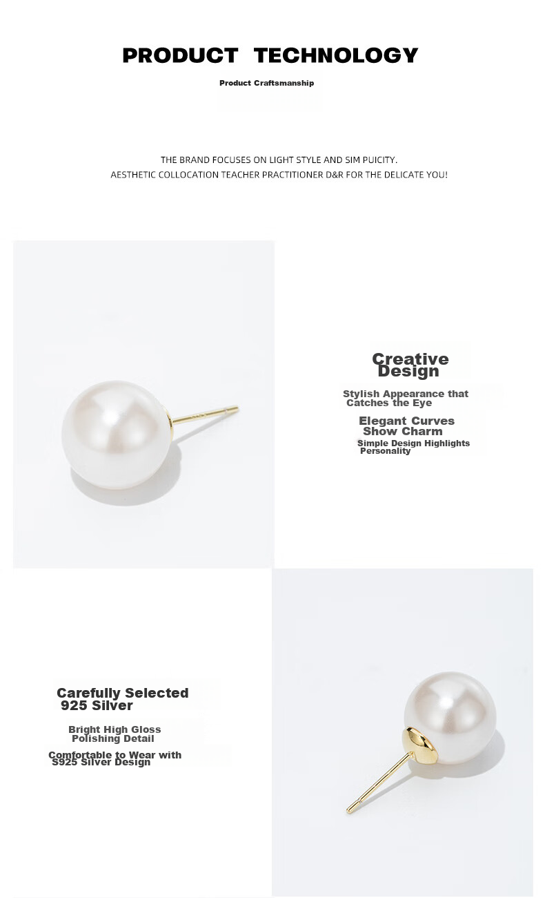 Qlady Pearl-Like Silver Stud Earrings for Women, Elegant And High-End Feel, New 2024 Silver Needle Ear Jewelry, Birthday Gift 7
