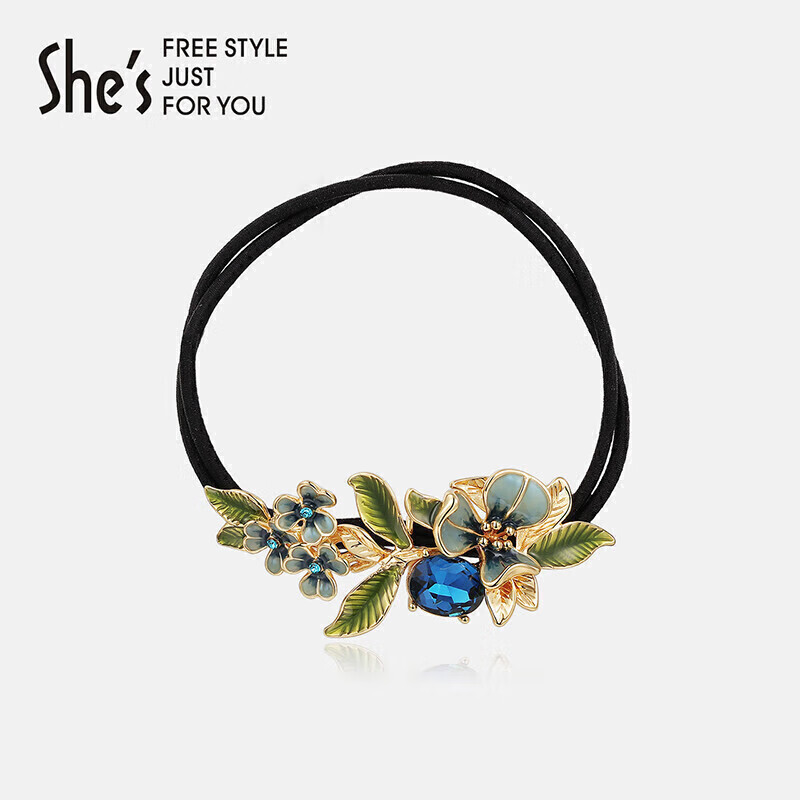 She's Van Gogh Iris Handmade Oil-Dripping Hair Tie, Gradient Flower Double-Strand Elastic Hairband, Birthday Gift