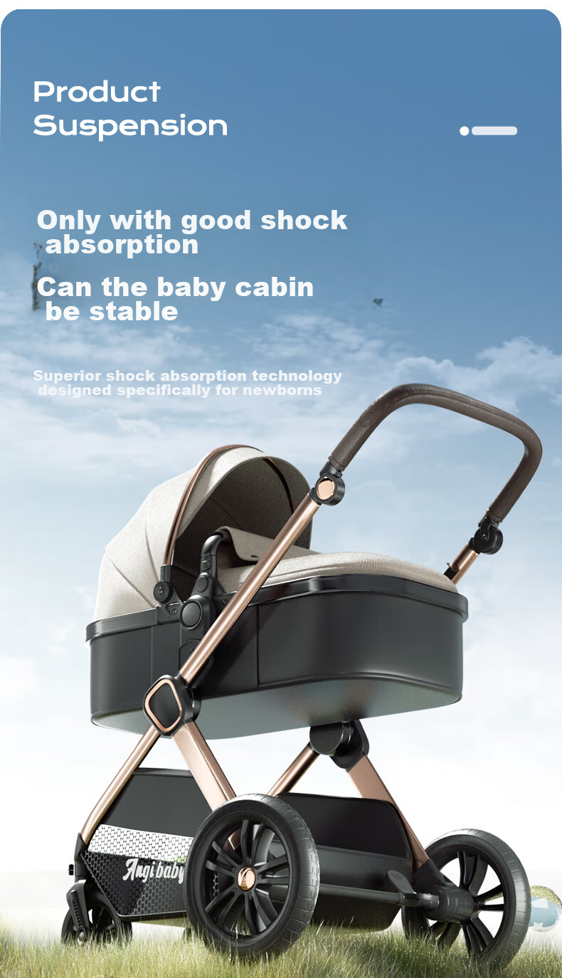 ANGI BABY Stroller with High View, Reversible Seats, Reclining Positions, Shock Absorption, Foldable, Suitable for Newborns to 3 Years Old 11