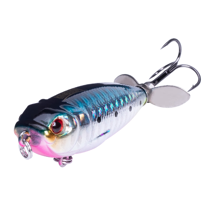 Guowangliya Artificial Bait Floating Pencil-Shaped Water Surface Tractor Propeller Reaction Bait Noisy Lure for Bass And Snakehead N08