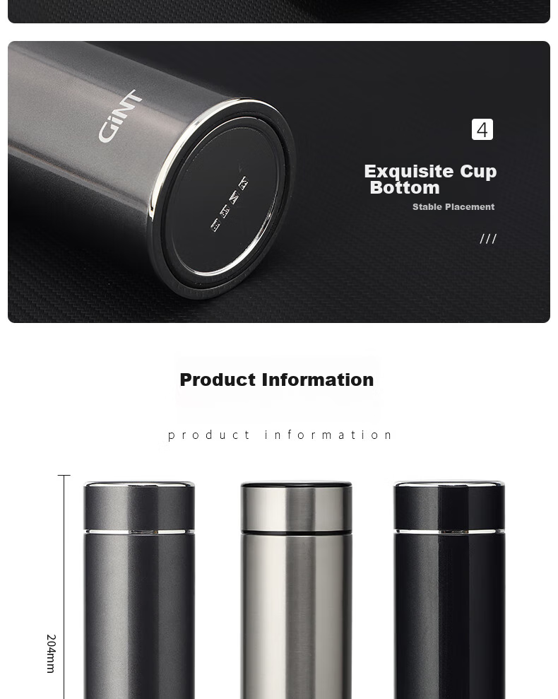 GiNT Insulated Mug, 316L Stainless Steel, Tea Infuser, Portable for Men And Women, Business Travel Car Cup, Customizable, Home And Office Use 16