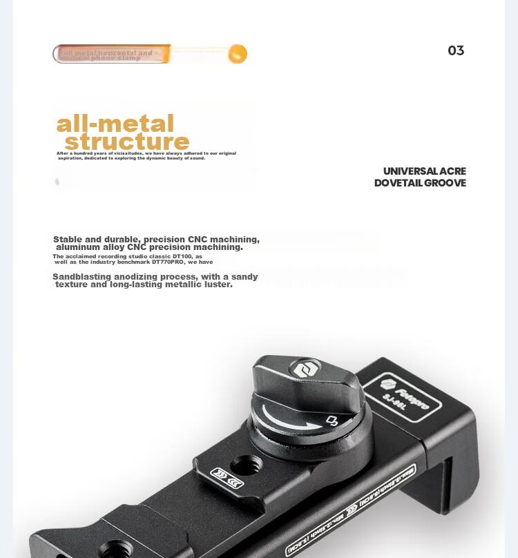 Fotopro SJ-96L Akar Yan-Tail Groove, All-Metal Double Cold Shoe with Expandable Design, Horizontal And Vertical Camera Phone Clamp 8