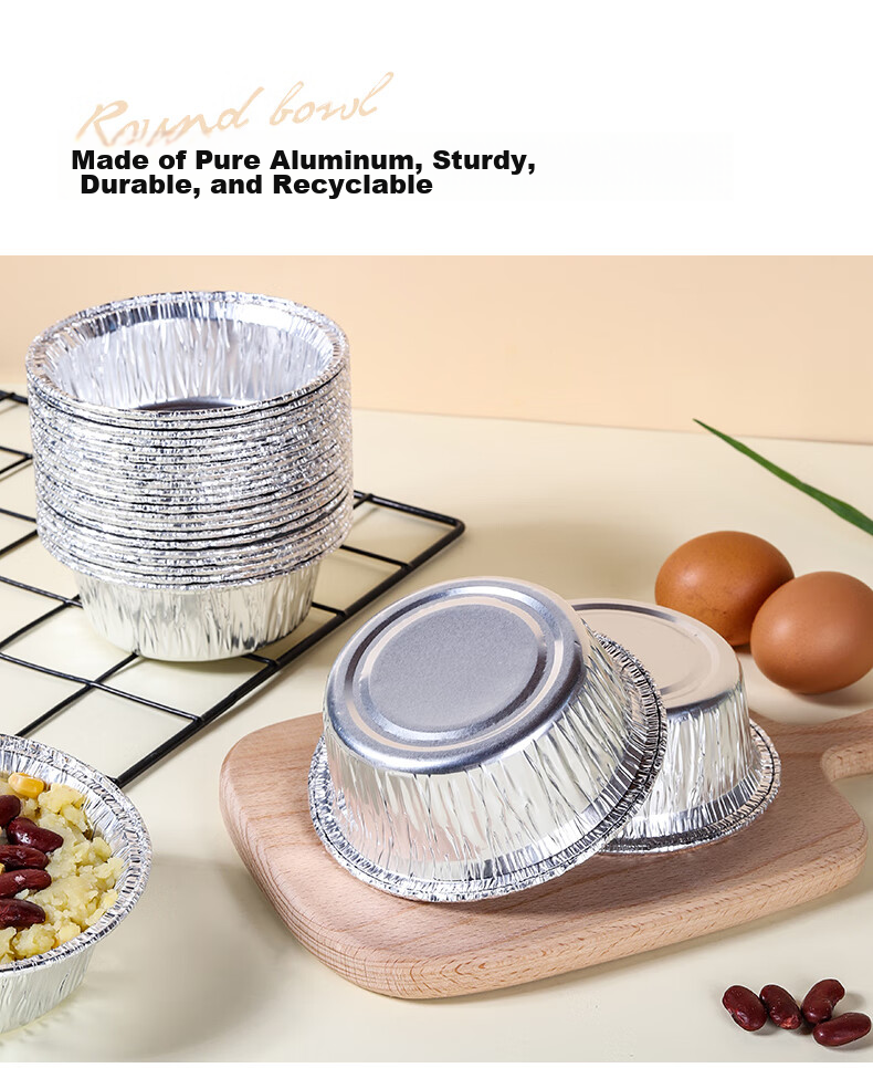 Faxilon Aluminum Foil Bowls, 50 Pieces, Air Fryer And Oven Heart-Shaped Bowls for Cake, Shrimp, Steamed Buns, And Baby Food Molds 8