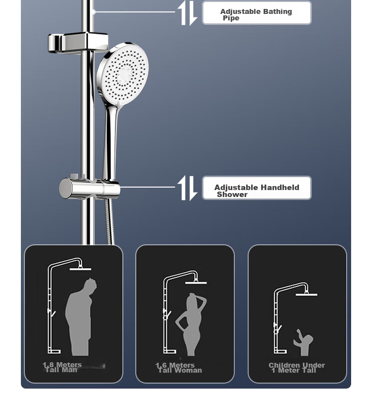 MEJUE Shower Set, High-Pressure Shower Head, Hot And Cold Brass Faucet with Mixing Valve, Bright Silver Z-5119 21
