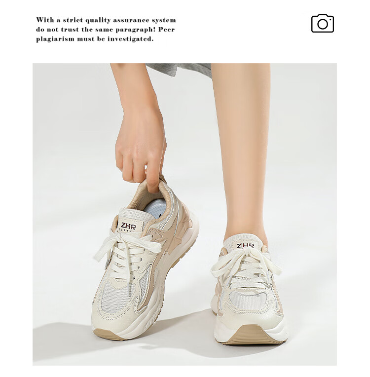 ZHR Casual Shoes for Women, Trendy Cool Lightweight Thick-Soled Sneakers, Comfortable Breathable Color-Block Women's Shoes CS58 White And Black Size 39 20