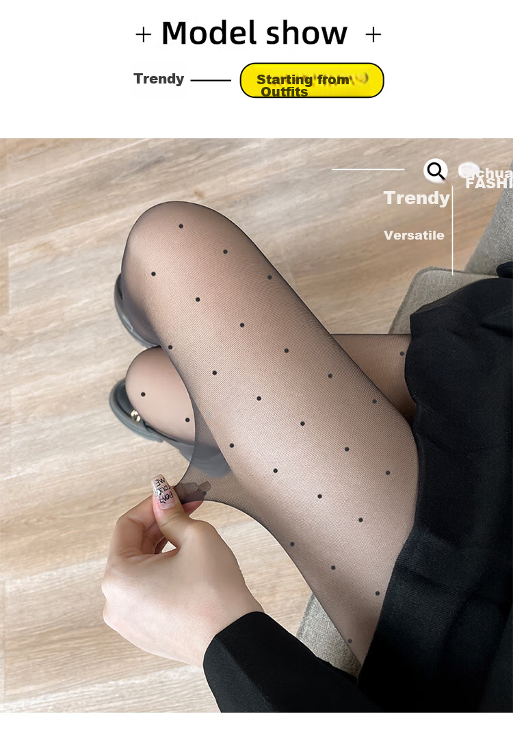 XUEXIMAN Sexy Stockings for Women, Black Silk, Sexy Polka Dots, 0D Ultra-Thin, Bare Leg Effect, Autumn Season, Pure Desire, Sexy Pantyhose 9