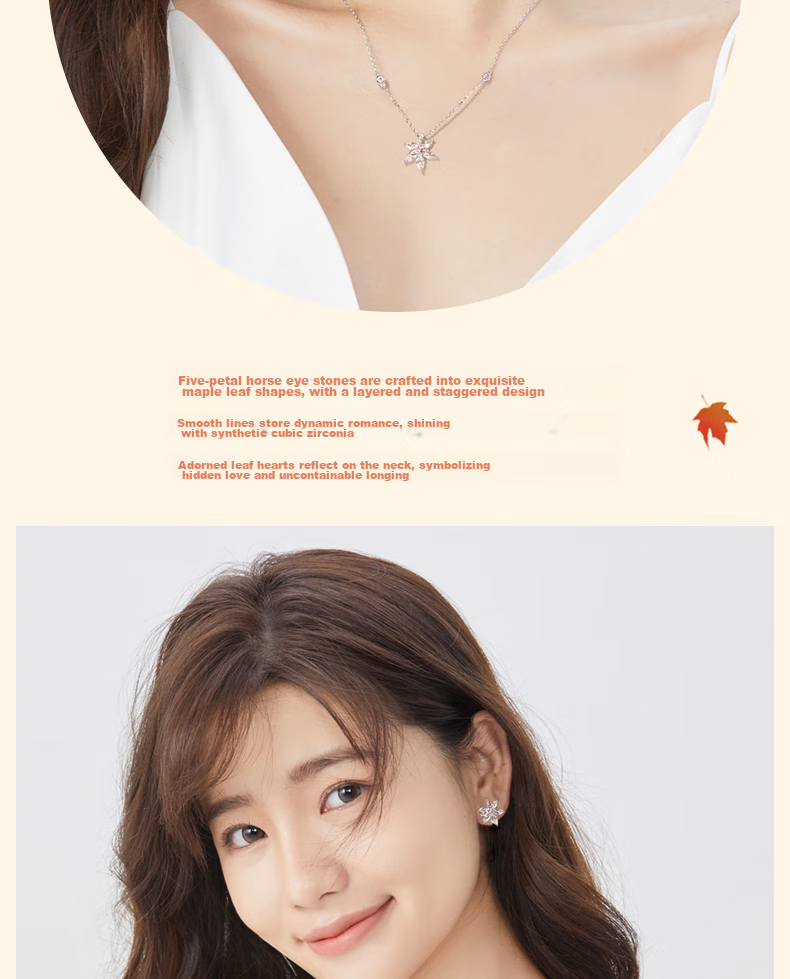 Fanci Maple Leaf Necklace for Women, Silver Collarbone Chain, Luxurious High-End Jewelry, Birthday Gift for Girls Or Wives 9