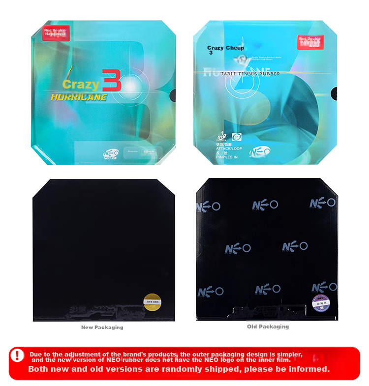 DHS NEO Kuangbiao 3 Rubber Set, Kuangbiao 3 Table Tennis Racket Rubber, Red, 39 Degrees, 2.1mm 4